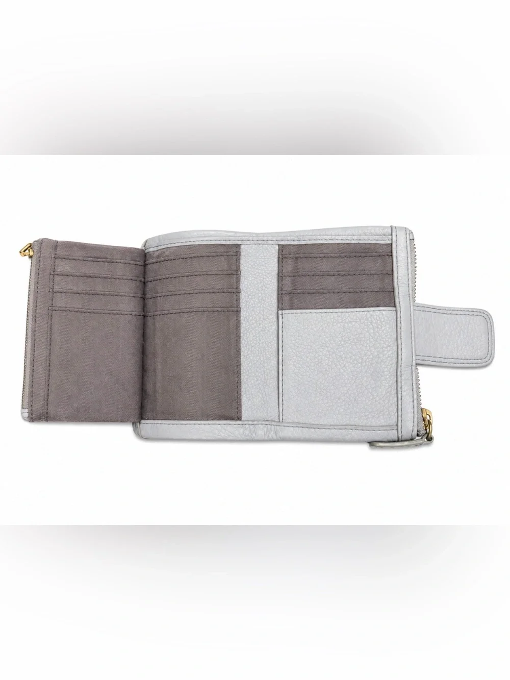 Fossil Light Blue Gray Pebbled Leather Wallet